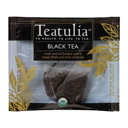 TEATULIA ORGANIC TEAS Black Wrapped Premium Tea, PK50 WPP-BLAC-50